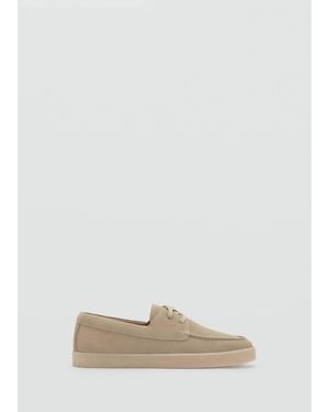 Mango Suede Leather Lace-Up Shoe - Natural