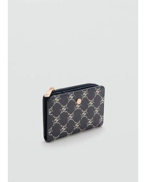 Mango Mittelgroße Geldbörse Mit Logo-Print - Blau