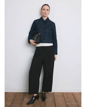 Mango Straight-Fit Pleated Pants - Black