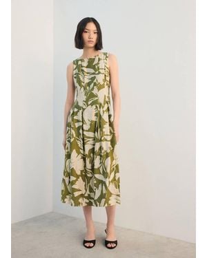 Mango Floral-Print Flared Dress - White