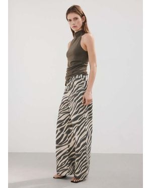 Mango Zebra-Print Straight-Fit Jeans - Blue