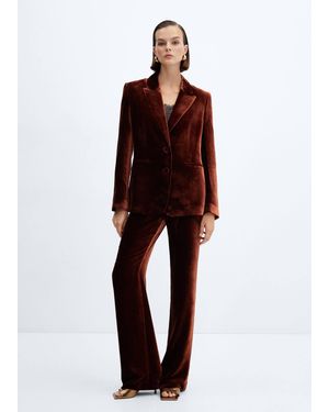 Mango Velvet Suit Blazer Burnt - Red