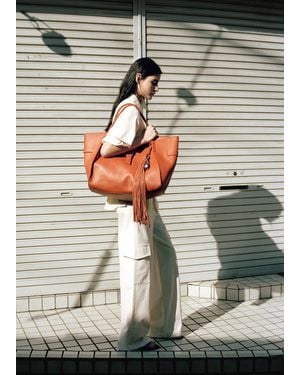 Mango Leather Maxi Shopper Bag - Grey