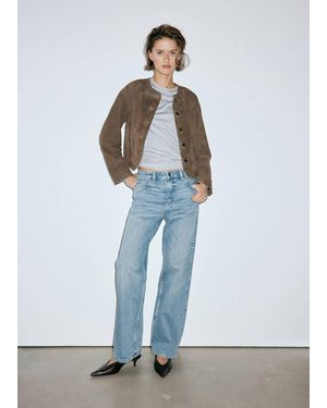 Mango Miami Medium-Rise Straight-Fit Jeans - Blue