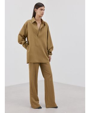 Mango Straight Mid-Rise Trousers - Natural