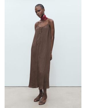 Mango Long Creased Effect Dress - Brown