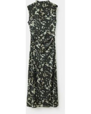 Mango Printed Ruched Dress - Multicolour