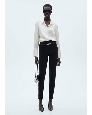 Mango Leggings With Seam Detail - White