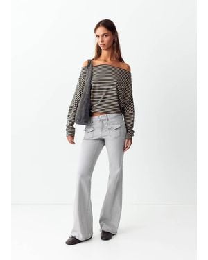 MANGO TEEN Flared Jeans With Studs - White