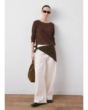 Mango Open-Knit Long-Sleeve Jumper - Brown
