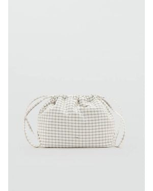 Mango Checked Cotton Wash Bag - White
