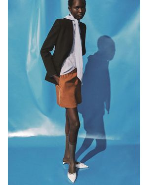 Mango Textured Shorts With Contrasting Trim - Blue