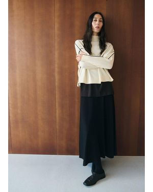 Mango Jumper With Contrasting Stripes And Perkins Collar - Natural