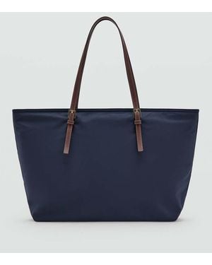Mango Shopper Bag With Buckle Details - Blue