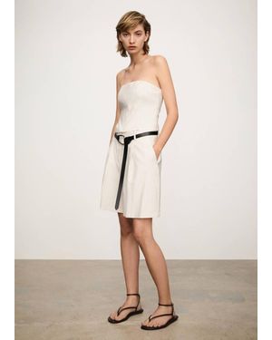 Mango Striped Bandeau Top Ecru - Natural