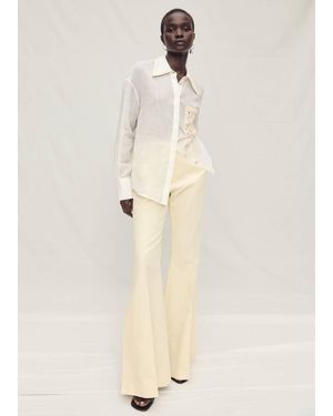 Mango Ramie Shirt With Embroidered Pocket - Natural
