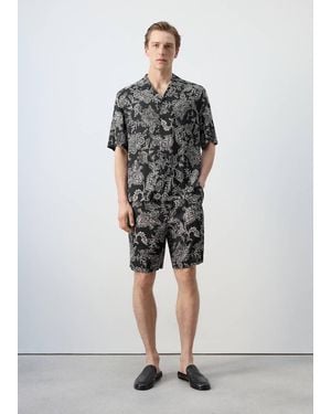 Mango Regular-Fit Printed Shirt - Gray