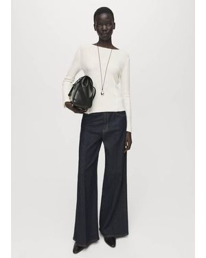 Mango Knitted Jumper With Seams - White