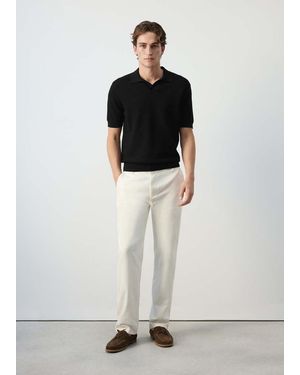 Mango 100% Cotton Knitted Polo Shirt - White