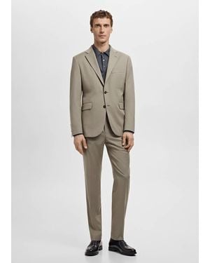 Mango Milan Slim-Fit Suit Jacket - Natural