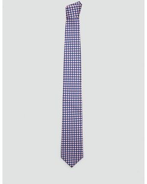 Mango Cravatta 100% Seta Stampa Fiori - Blu