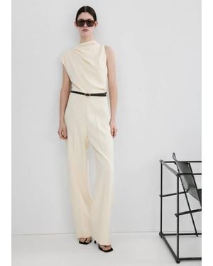 Mango Asymmetric Long Jumpsuit - White