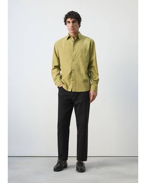 Mango 100% Cotton Relaxed-Fit Shirt - Blue