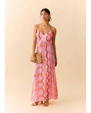 MANGO TEEN Open Back Printed Dress - Pink