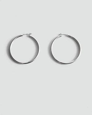 Mango Metallic Hoop Earrings - Grey