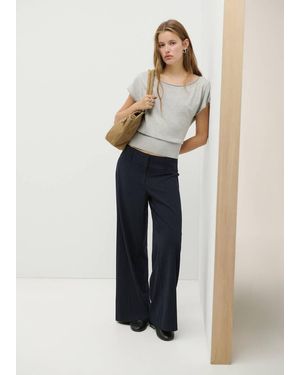 MANGO TEEN Chalk-Stripe Trousers - Blue