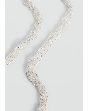 MANGO TEEN Long Beaded Necklace - White