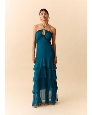 MANGO TEEN A-Line Dress With Frills - Blue