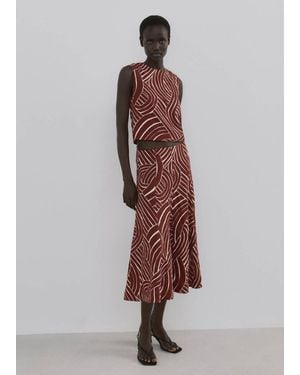 Mango A-Line Skirt With Geometric Pattern - Multicolor