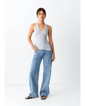 MANGO TEEN Low-Waist Studded Jeans - Blue