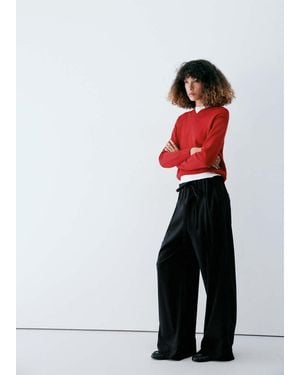 Mango Drawstring Straight Trousers - White