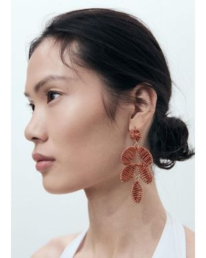 Mango Long Floral-Design Earrings - Green