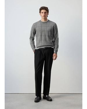 Mango Structured Knitted Jumper - Grey