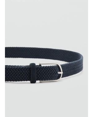 Mango 100% Braided Leather Belt - Blue