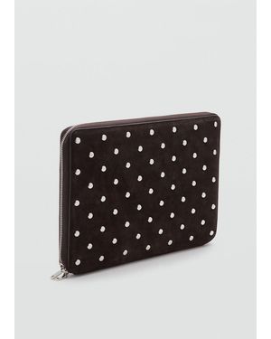 Mango Studded Leather Laptop Case - Black