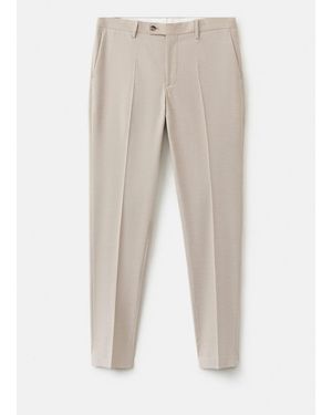 Mango Milan Slim-Fit Suit Trousers - Natural