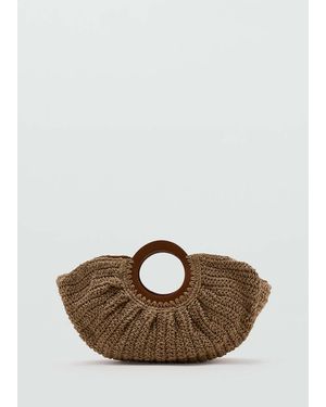 MANGO TEEN Natural Fibre Tote Bag - Brown