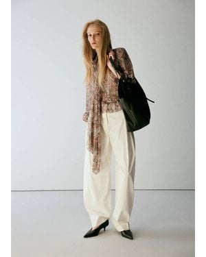 Mango Floral Tie Blouse - Green