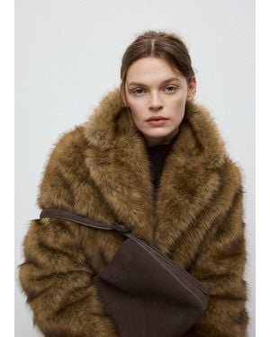 Mango Suede Leather Shopper Bag Chocolate - Brown