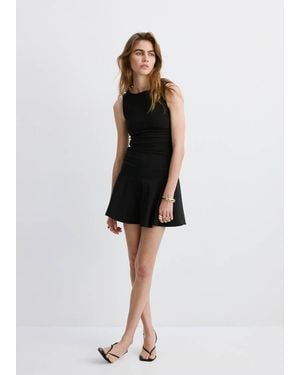 Mango Short Flared Dress - Black