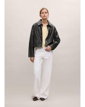 MANGO TEEN Textured Faux Leather Jacket - Natural