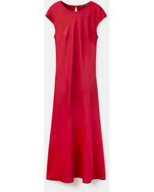 Mango Vestito Midi Collo Stondato Rosso