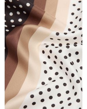 Mango Satin Check-Print Scarf - Natural