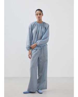 Mango Fluid Cotton Pyjama Shirt - Blue