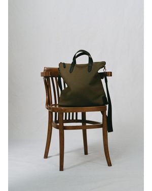 Mango Borsa Tote 100% Cotone Manico Regolabile Kaki - Verde