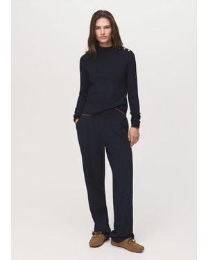 Mango Perkins-Neck Jumper With Button - Blue